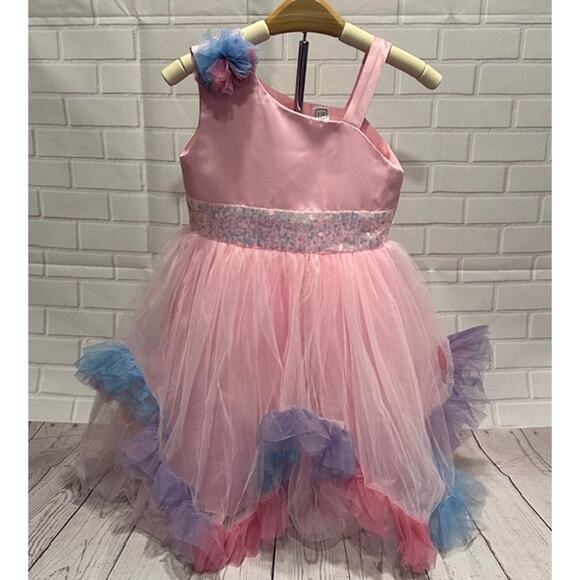 Elegant Princess Pink Party Dress Size 90 US 18-24 Months Tulle Bow Dress Sequin - Picture 6 of 14